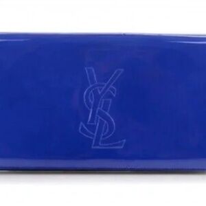 YSL BELLE DE JOUR YVES SAINT LAURENT PATENT LEATHER BLU ROYAL POCHETTE CLUTCH